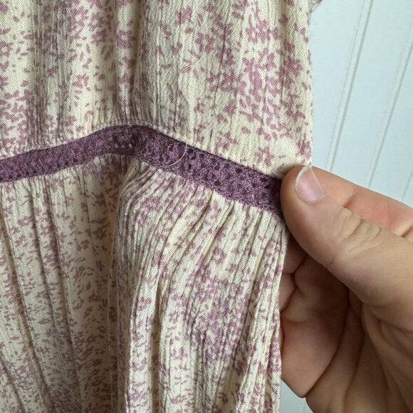 Easel Pink Floral Scoop Neck Puff Sleeve Midi Dress Size Large A33 - Picture 6 of 7